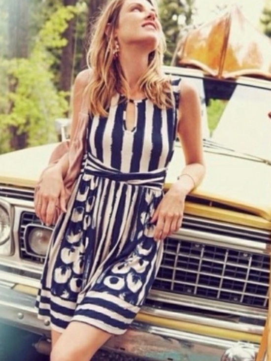 Anthropologie Dresses & Skirts - Anthropologie Sennebec Dress by Maeve Navy White Size Medium.